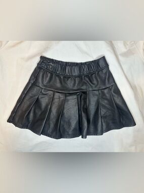 Abercrombie Kids Faux Leather Pleated Skirt Black Girls 7/8